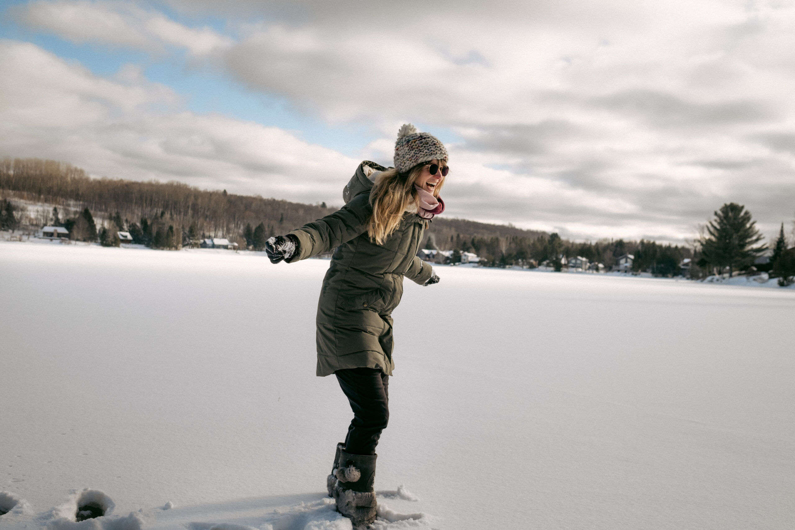 Lauren Jane Heller laughing in the snow