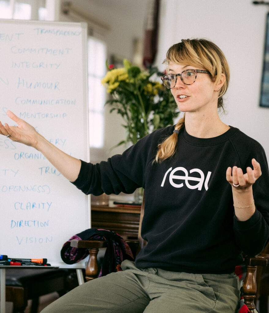 Lauren Jane Heller speaking at a leadership retreat in Canada