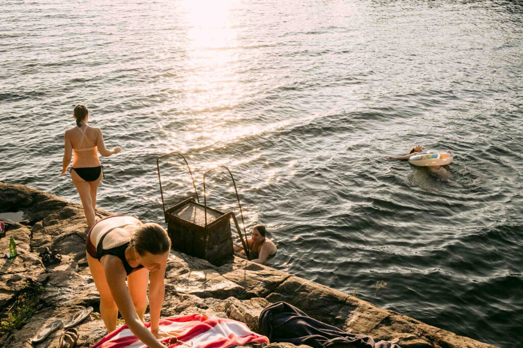 Swimming at a women's leadership retreat in Ontario