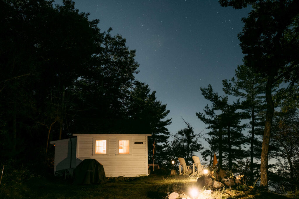 cabin at dusk